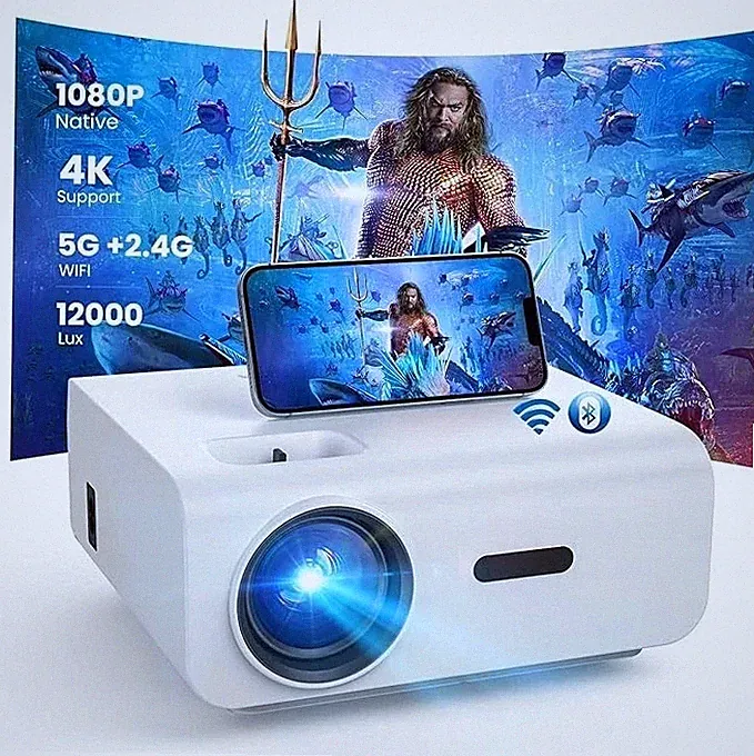 Hopvision F2 Projektor, Full HD 1080P, WLAN, Bluetooth, 12000 Lumen