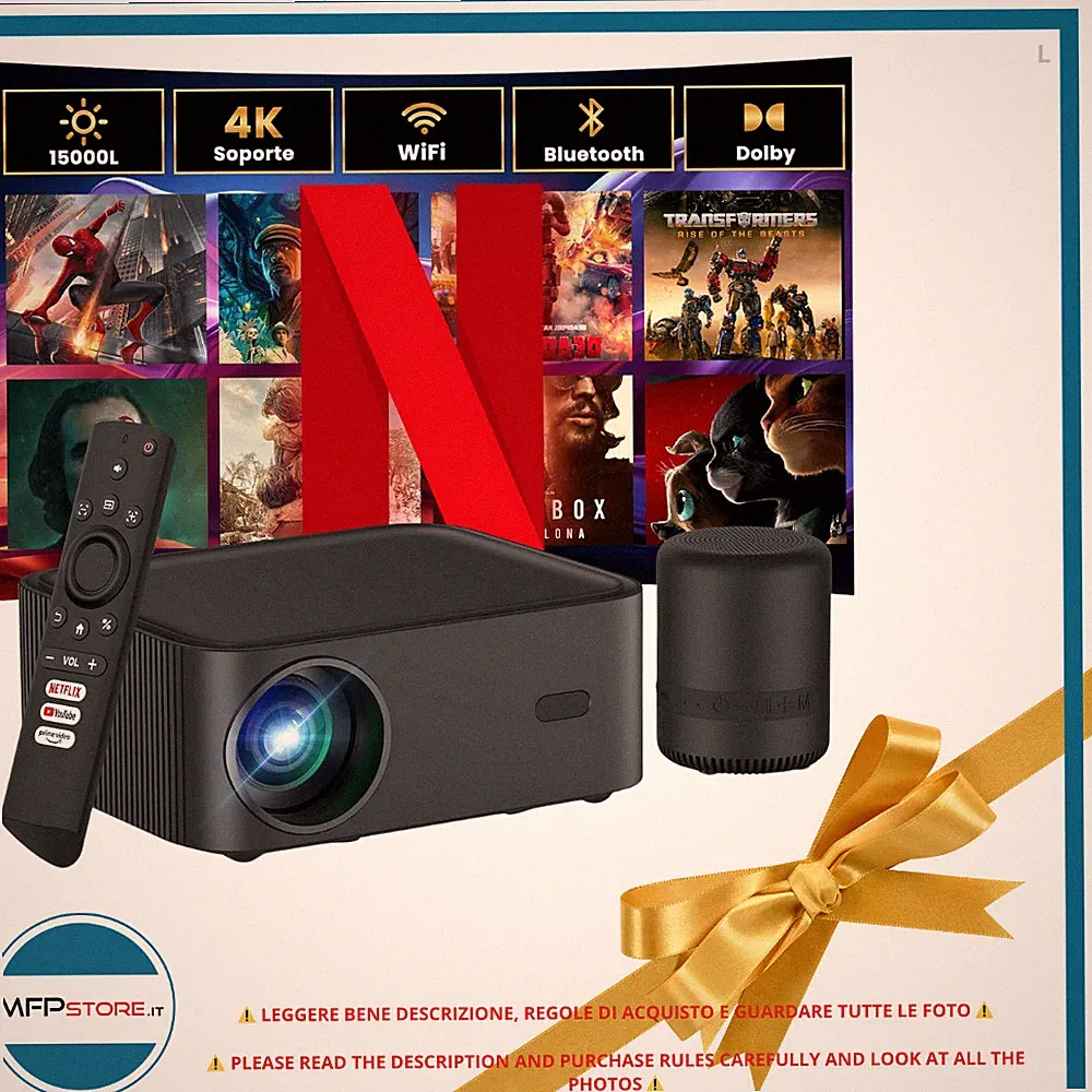 HOPVISION Mini Projektor Tragbar 4K 1080P Full HD Wifi Bluetooth