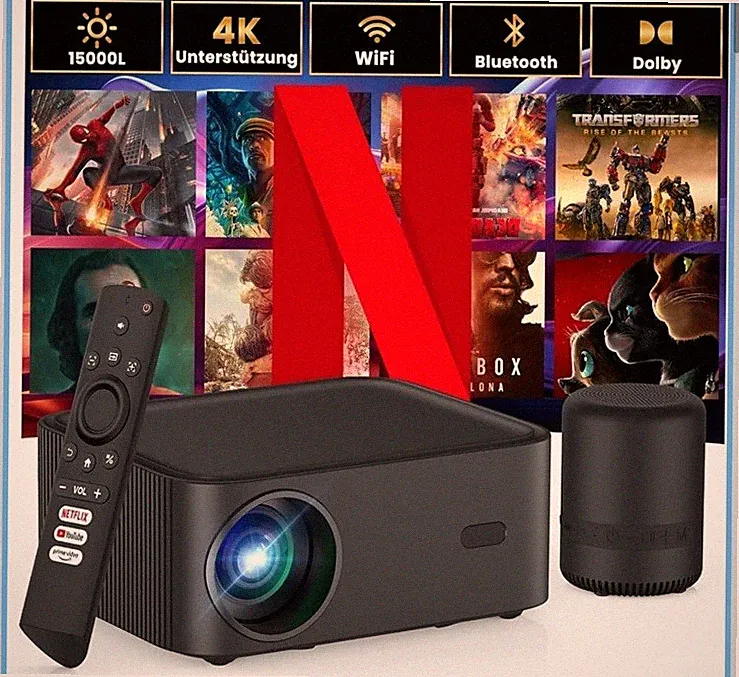 HOPVISION Upgraded Mini Beamer Heimkino 4K Unterstützt Full HD 1080P Smart