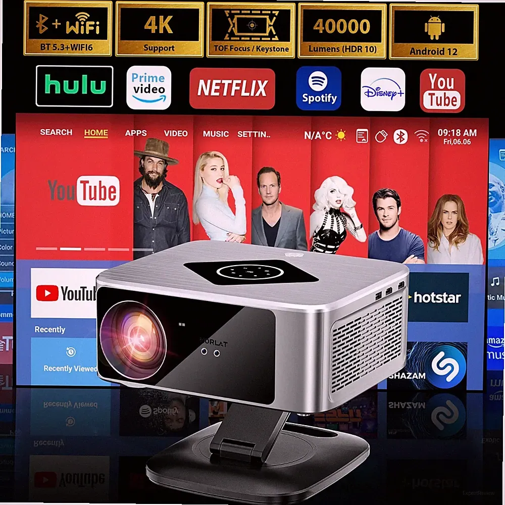 Horlat 40000 Lumen Beamer Android TV 1080P 4K WiFi 6 HDR10 Heimkino