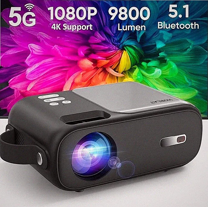 HORLAT Mini Beamer 5G WiFi + Bluetooth, 9000L Helligkeit HD Heimkino