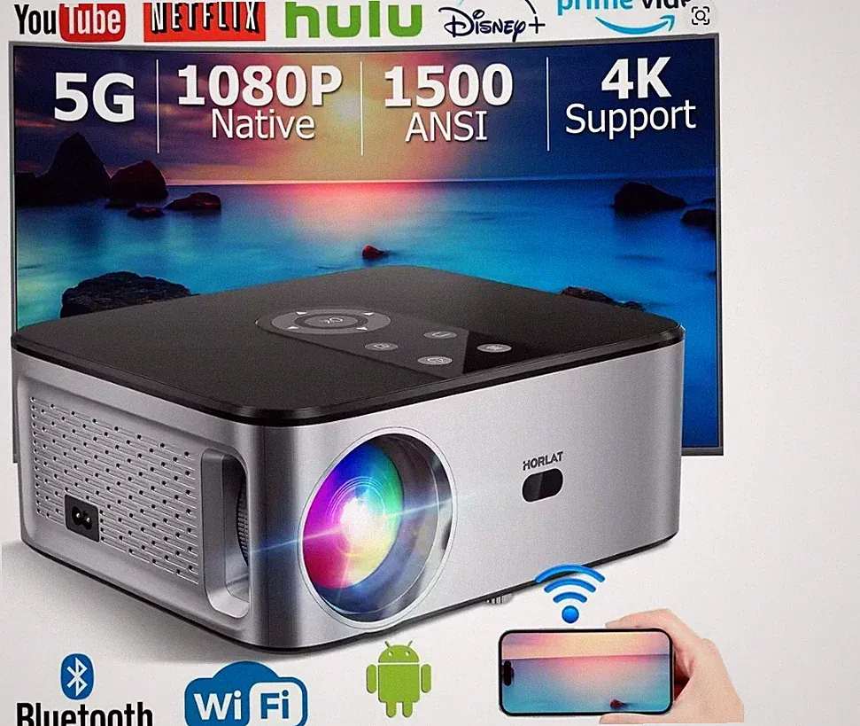 HORLAT T03N 1500 Ansi Lumen 4K LED-Projektor Full HD 1080P Video 4K Heimkino