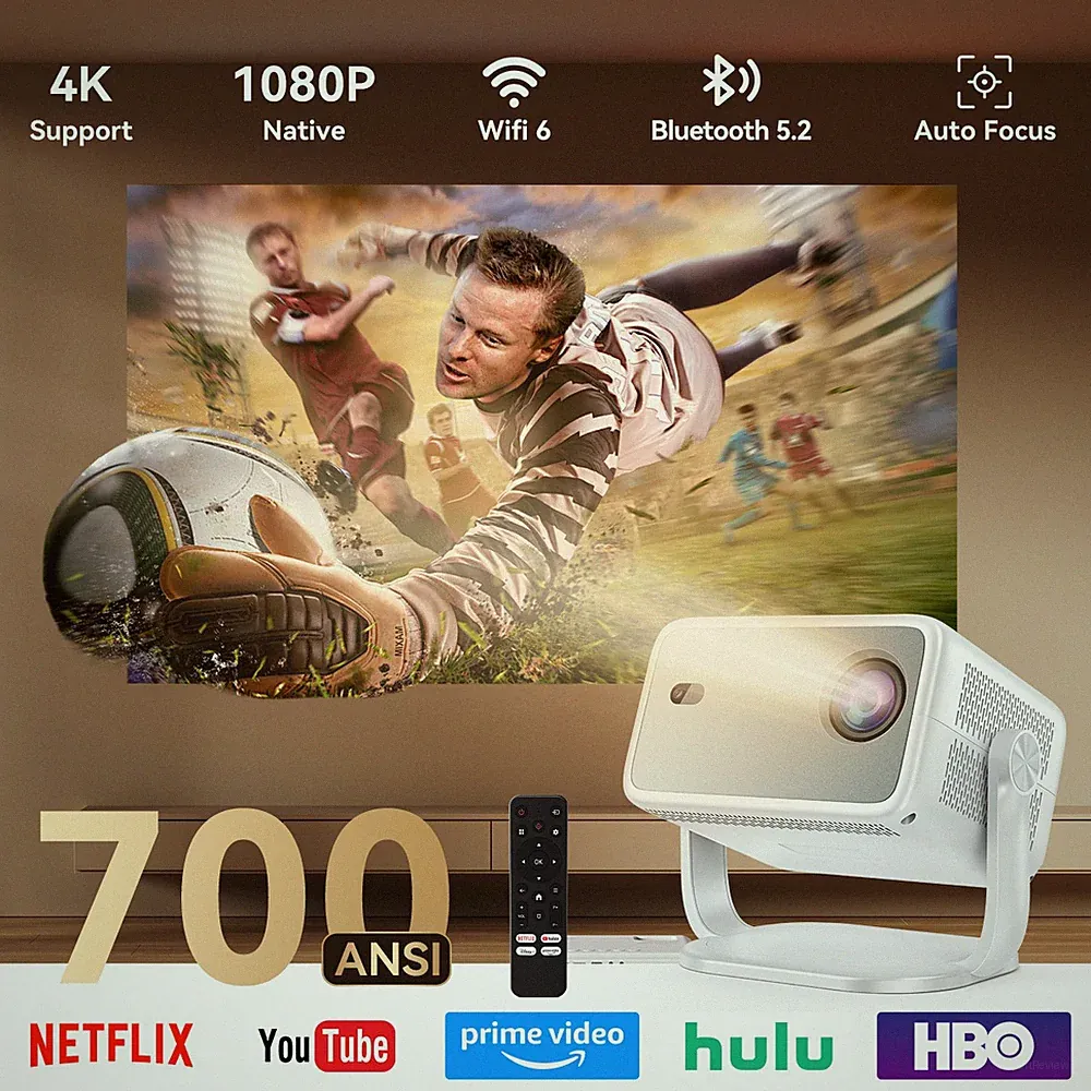 Huidun PT10 Beamer 1080P Full-HD 25000-Lumen WiFi 6 & Bluetooth für Heimkino