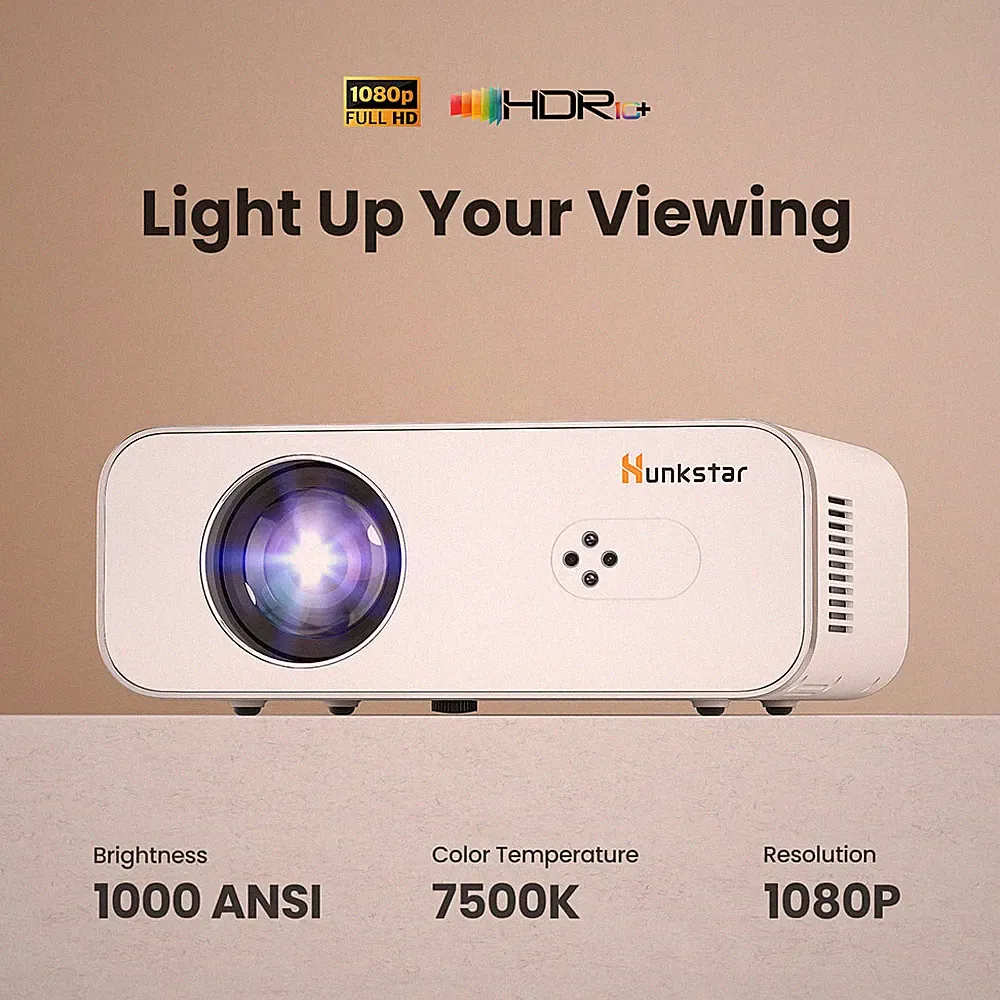 Hunkstar P3 Projektor 1080P Beamer 4K 360° Heimkino 1000ANSI Bluetooth/WiFi Vide