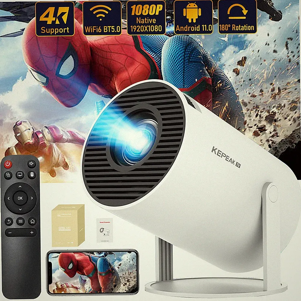 HY300 Pro Beamer Projektor 4K WiFi Bluetooth Android TV Heimkino Mini Tragbar HD