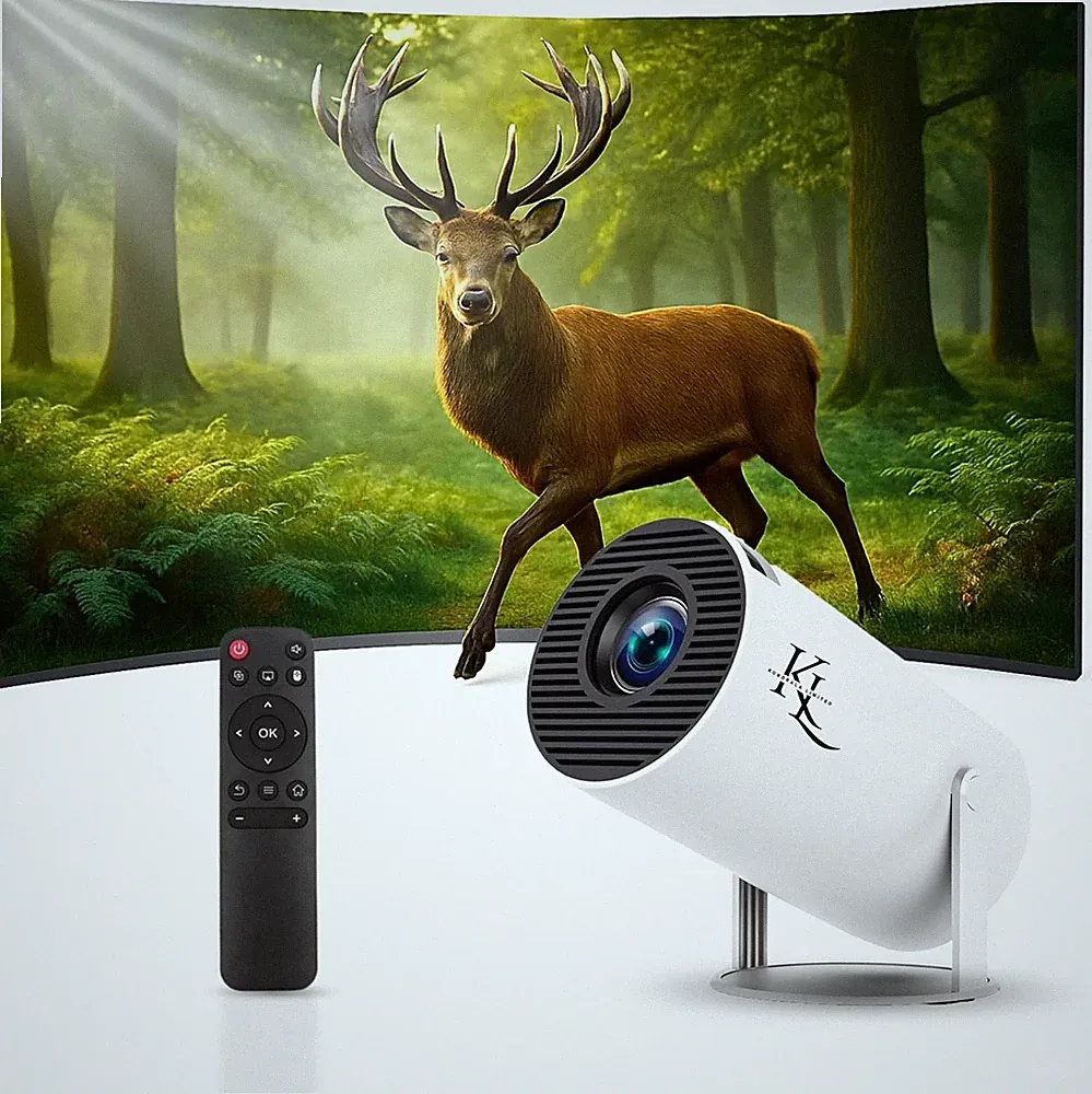 HY300 Pro Mini Beamer WiFi6 BT5 Android 11 4K 1080P 200" tragbar