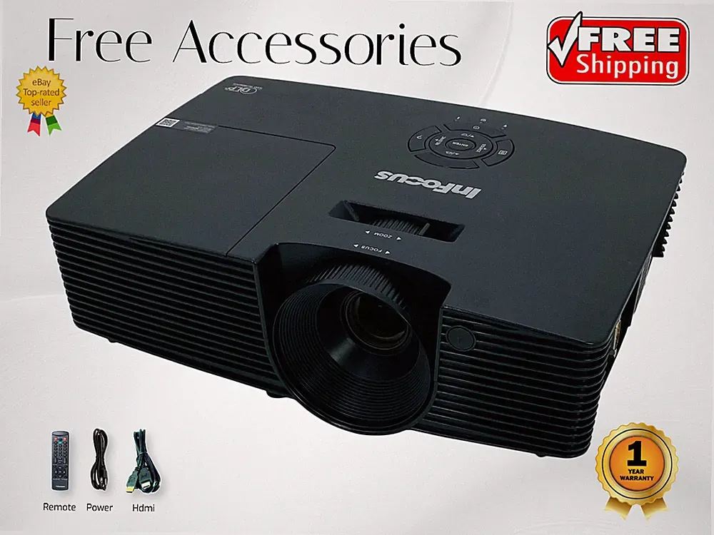 InFocus 3LCD Beamer Für Schule Gaming Zoom 3500 Lumen Full HD 3D Mit Zubehör