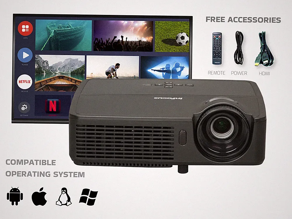InFocus IN124 DLP Beamer 3200 ANSI 4K für Büro Heimkino Gaming 4:3