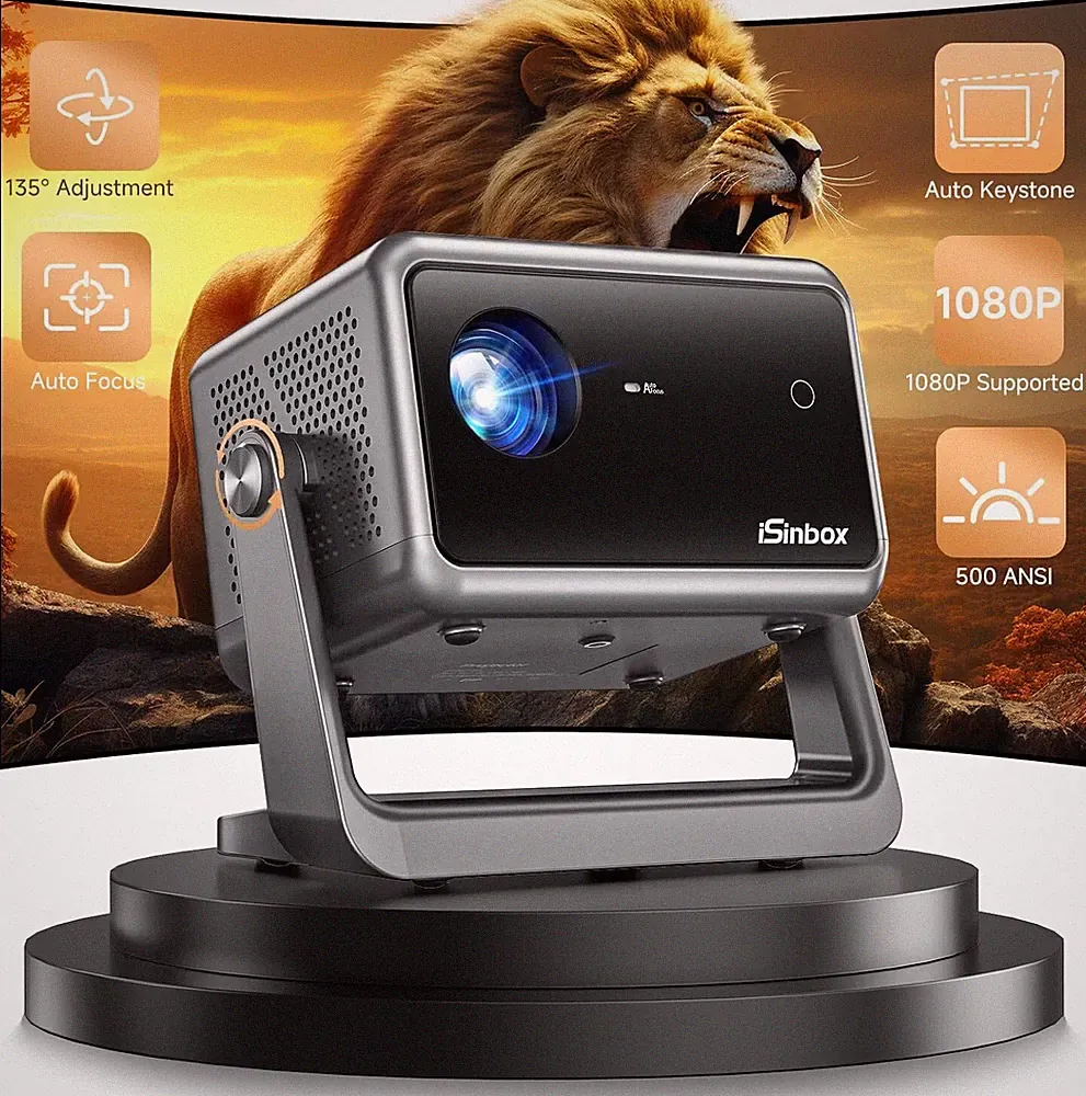 Isinbox WiFi Bluetooth Q8 Pro Smart Projektor 1080P Full HD Autofokus Keystone