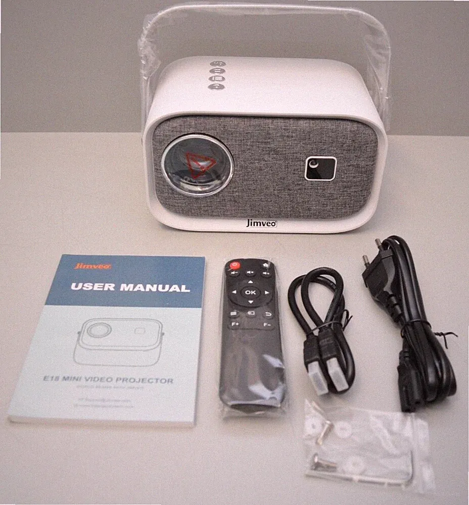 Jimveo 4K Beamer Elektrischer Fokus/Trapezkorrektur ±360° Rotating 15000L 1080P