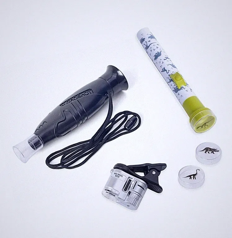 ​Kinder Mikroskop 60x LED Lupe & Dinosaurier Taschenlampe Projektor Spielzeug