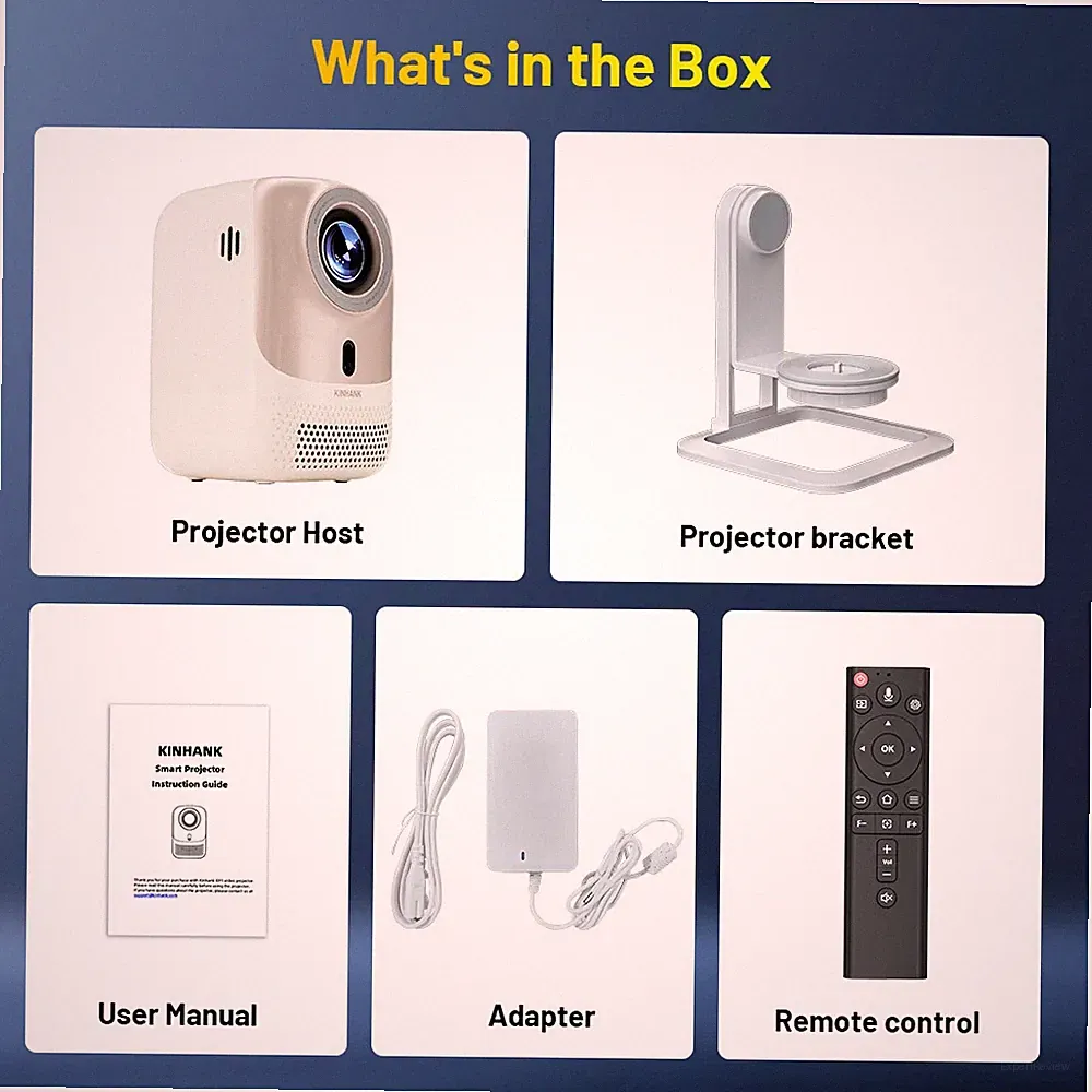KINHANK 4K Tragbarer Projektor 1080P Autofokus 450 ANSI WiFi 6 Netflix