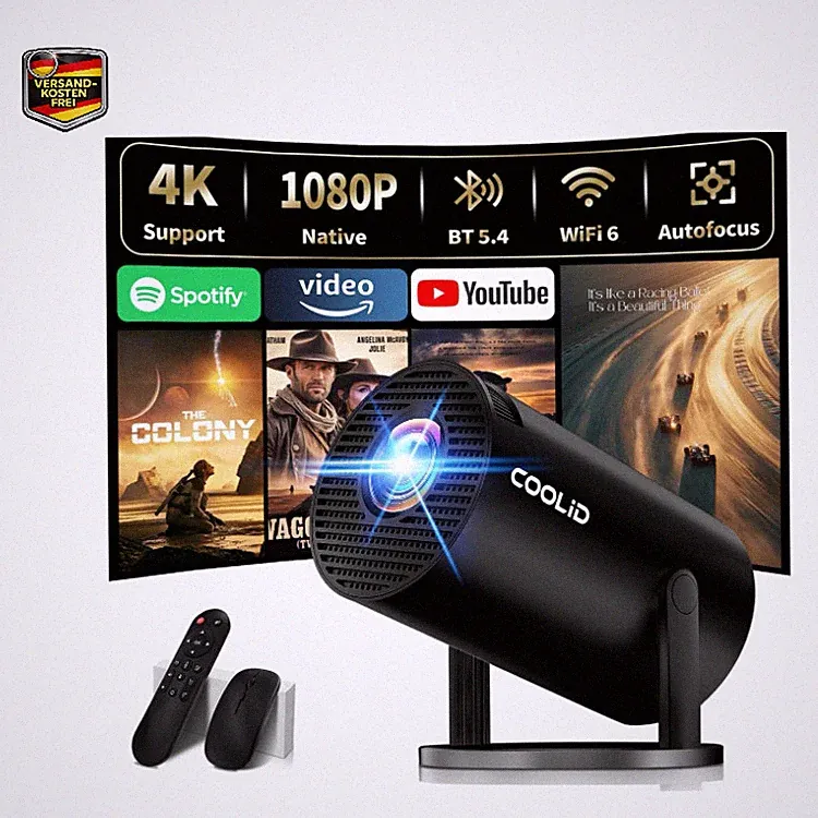 Klein Projektor 4K 1080P Tragbarer Beamer 5G WiFi