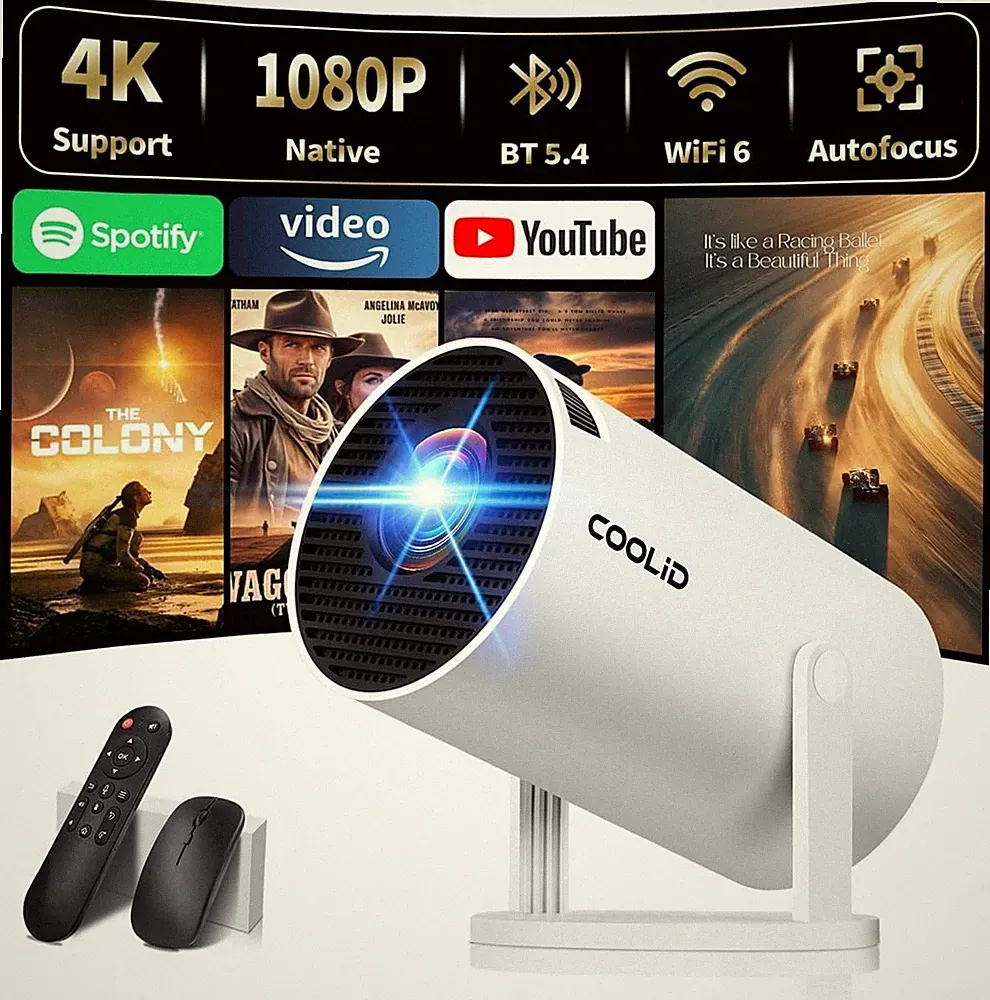 Kompakter 4K Mini Beamer mit WiFi 6 & BT 5.4, Weiß