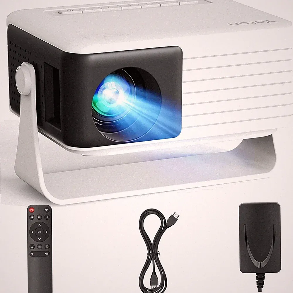 Kompakter Mini Beamer, Full-HD 1080P, 15000 Lumen, Schwarz