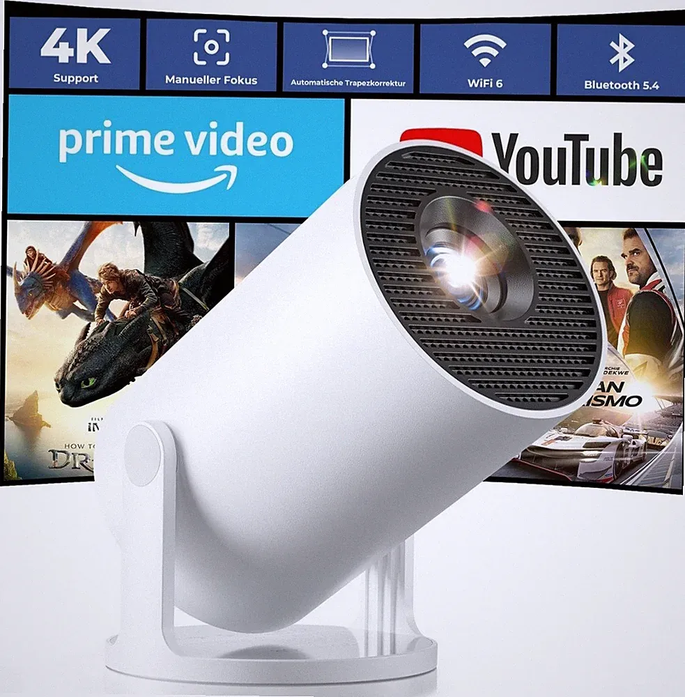 Kompakter Mini-Beamer mit Android 14 und 4K-Unterstützung