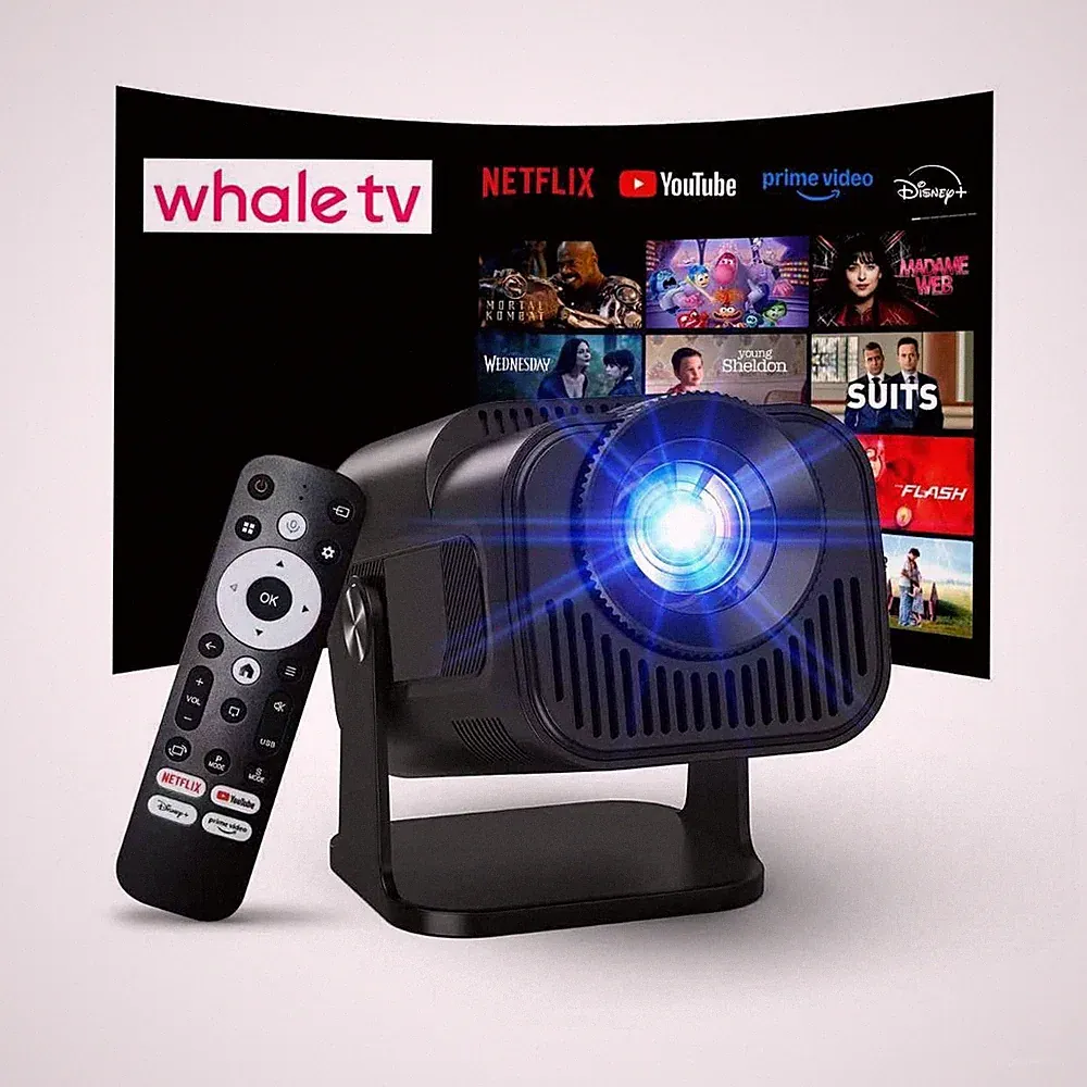 [Kompatibel mit Netflix & Stereo Audio] 4K Projektor mit WLAN und Bluetooth, 10