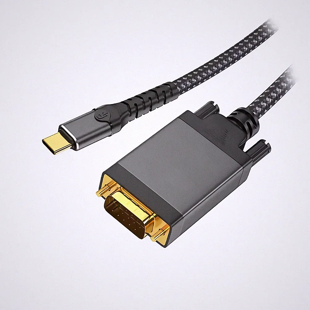 L58 USB-C auf VGA Kabel 2m Adapter Full HD 1080P für Monitor Beamer TV Display