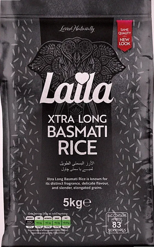 Laila Extra Langkornreis 5 kg - 100 % Glutenfrei - Extra Langkorn Weiß