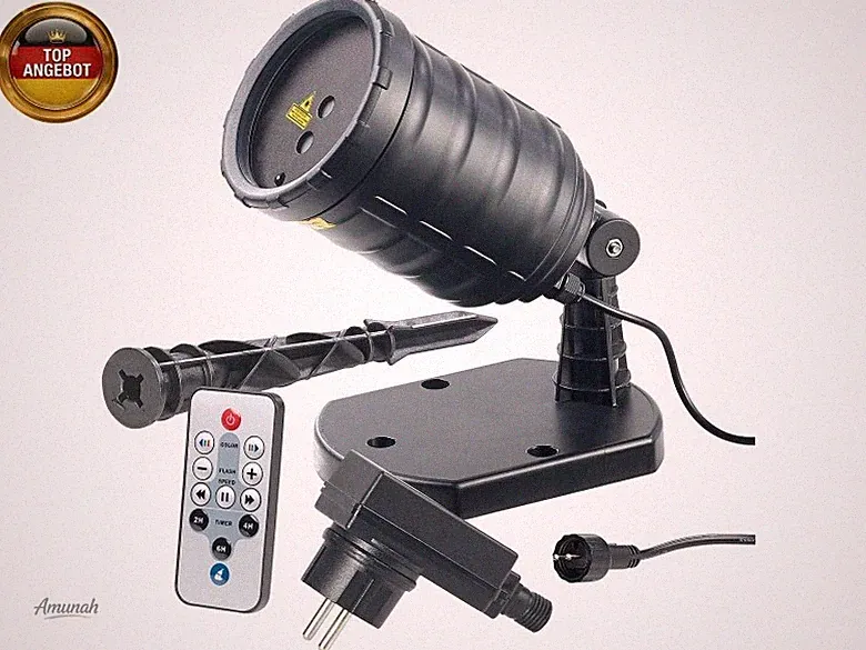 Laser-Projektor mit Sternenregen-Lichteffekt, Fernbedien., Timer, IP65