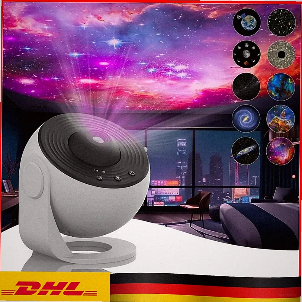 LED Galaxy Projector Starry Night Light Moon Star Sky Nebula Projection Lamp NEU