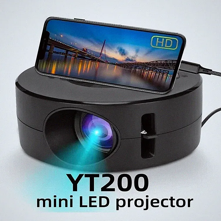 LED HD 4K YT200 Projektor, 1500 Lumen, Android, Heimkino, tragbar, außen