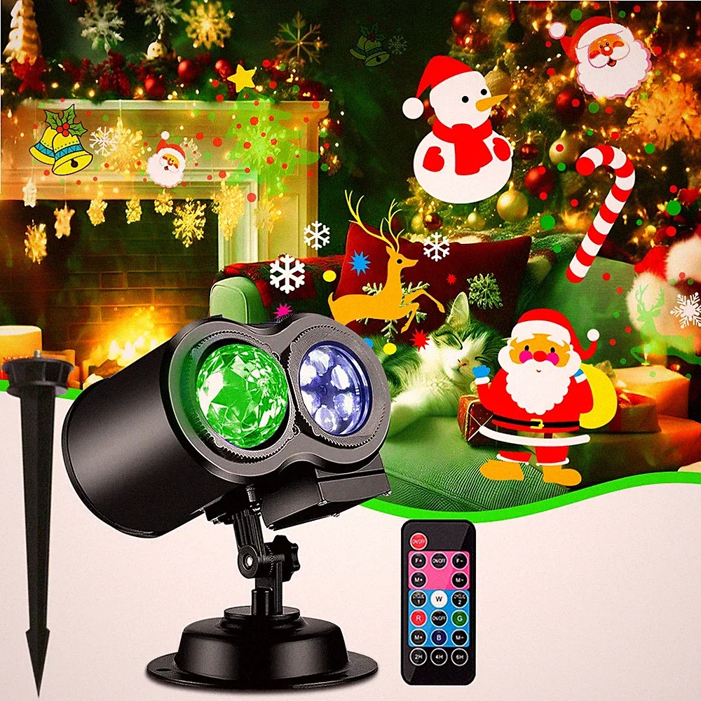 LED Laser Projektor Doppel 12 Motiv Wasserwelle Fernbedienung Garten Beleuchtung