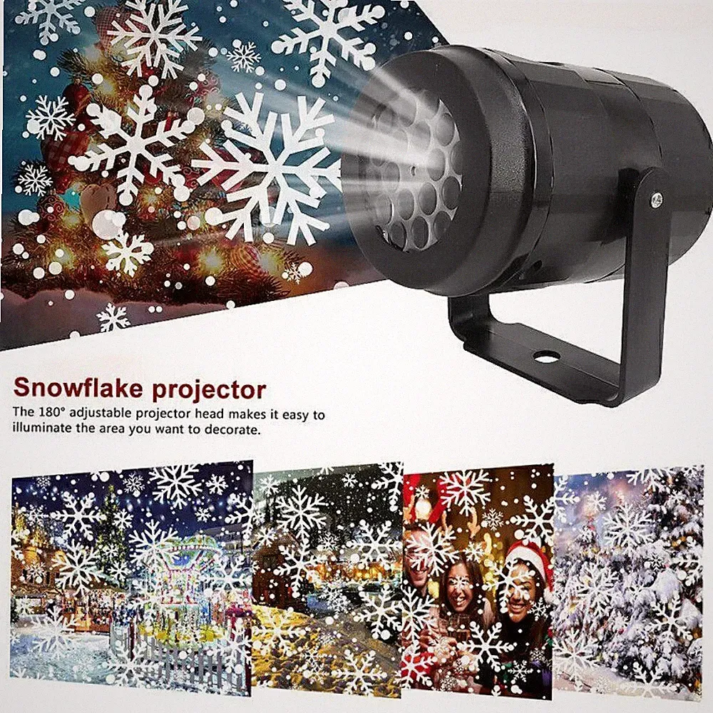 LED Laser Projektor Schneeflocken Weihnachten Licht Party/Garten Deko Xmas Außen