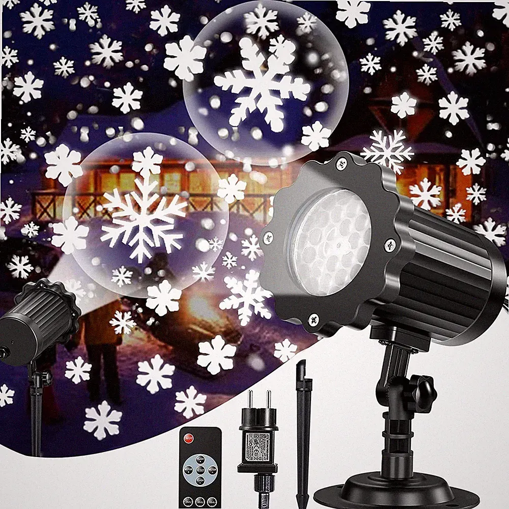 LED Laser Projektor Schneeflocken Weihnachten Licht Party/Garten Deko Xmas Qdqho