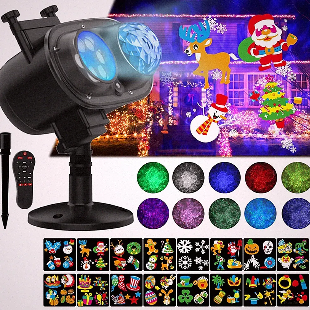 LED Laser Projektor Wandprojektor 16 Motiv Strahler Lampe Hauswand Weihnachten