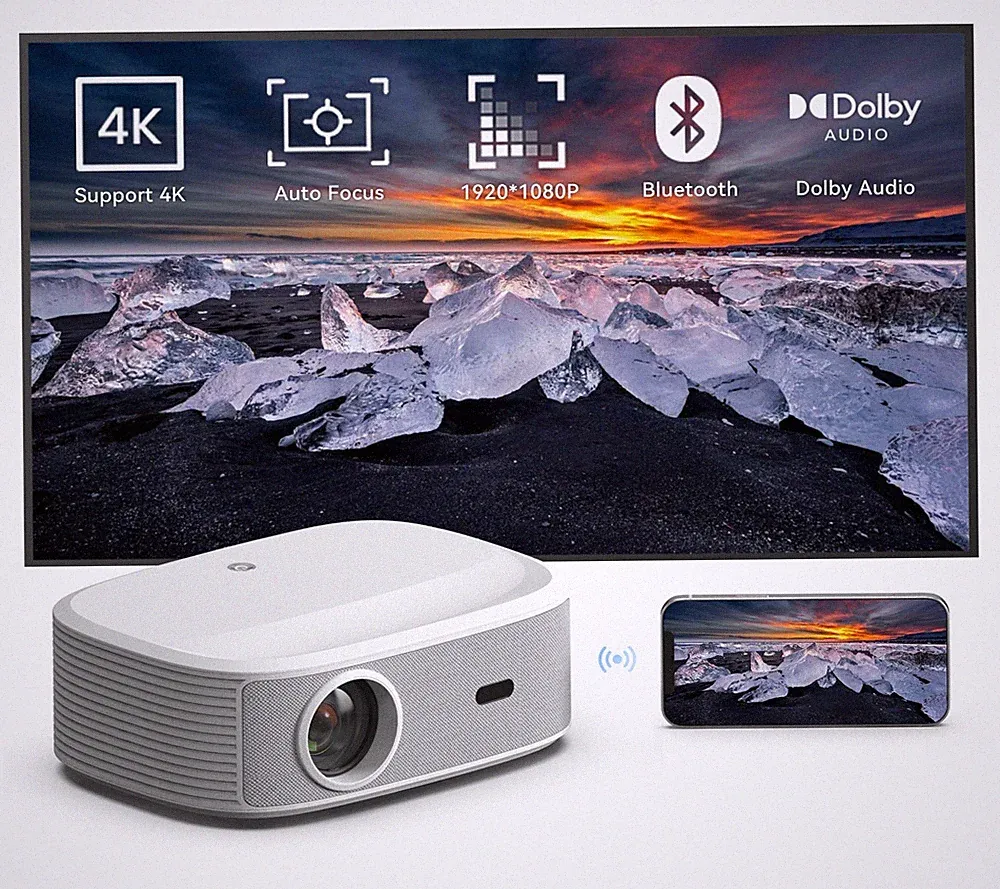 LED Projector 700 ANSI 1080p 4K AutoFocus Dolby Audio Linux NETFLIX Prime Vid