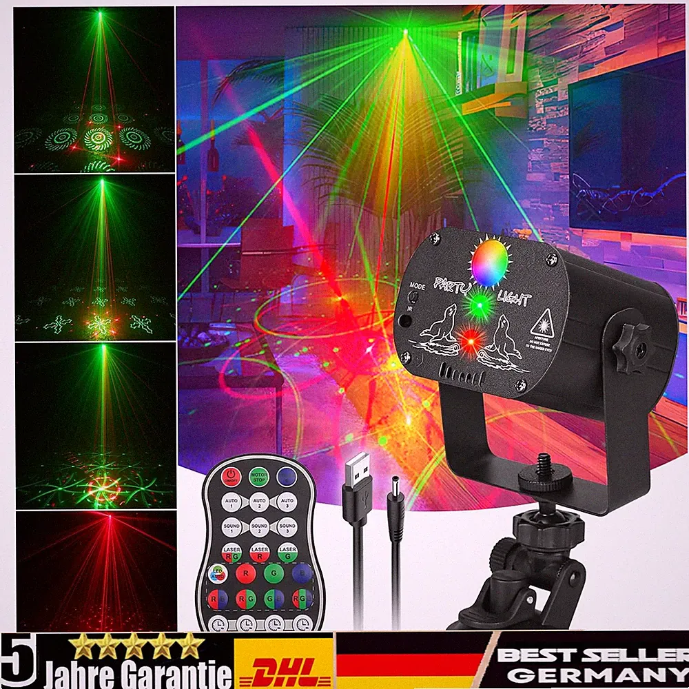 LED Projektor Laser Licht USB Disco Lichteffekt Partylicht 60 Muster Party Außen