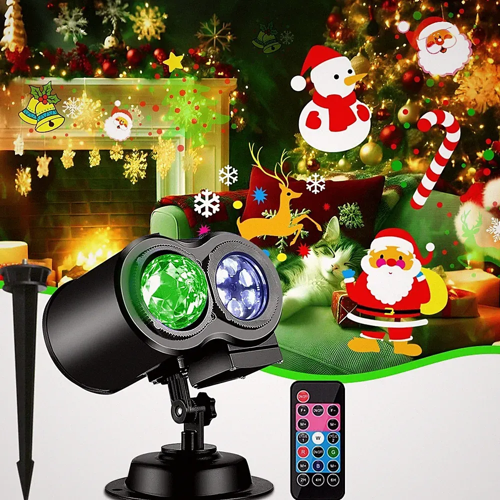 LED Projektor Wasserdicht mit Bildern Weihnachten und Party inkl. Fernbedienung