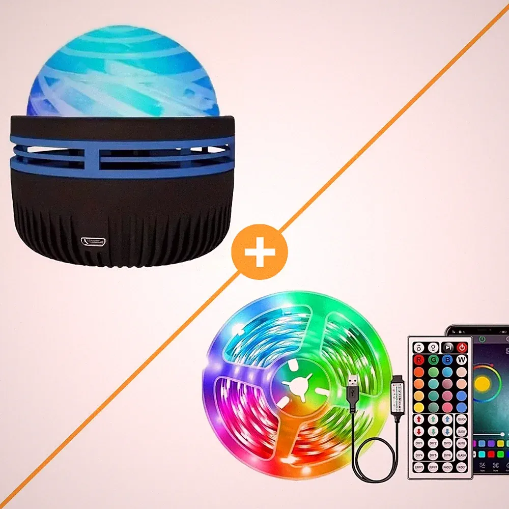 Led Set Galaxy-Projector, 5M LED Streifen Fernbedienung, App-Steuerung(Streifen)