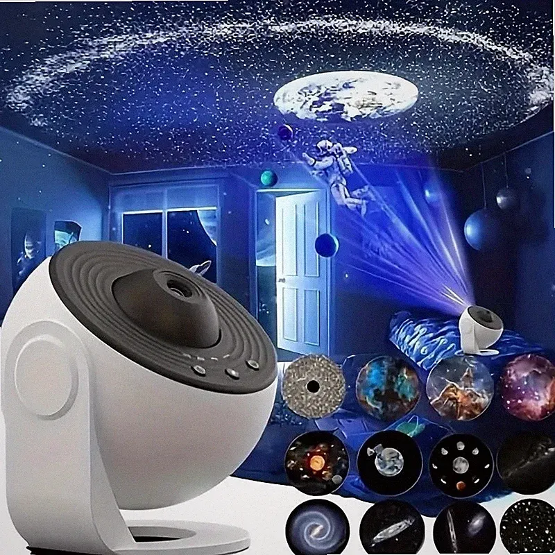 LED Sternenhimmel Projektor, HD Skylight Projector,12 in 1 Planet Discs Galaxy~
