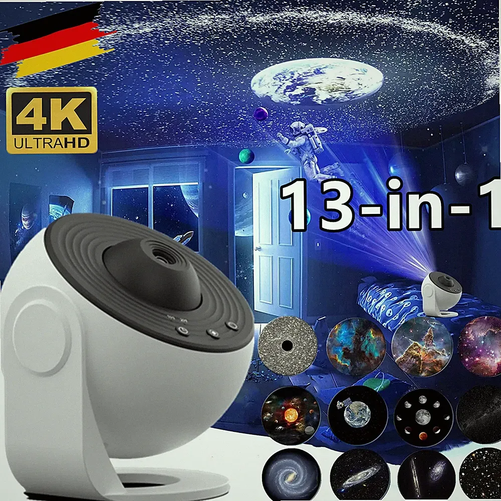 LED Sternenhimmel Projektor HD Skylight Projector 13 in 1 Planet Discs Galaxy