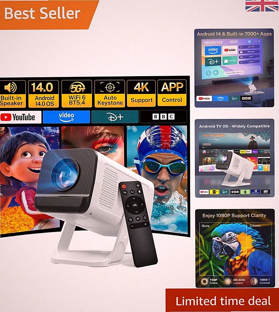 Leichter 4K-Projektor mit integriertem Lautsprecher – ultimative Unterhaltung überall