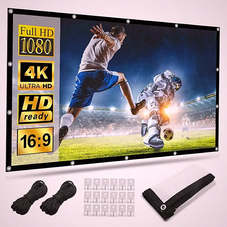 Leinwand Beamer 100 Zoll HOPFROG Projektion Faltbar 160 Grad Betrachtungswinkel