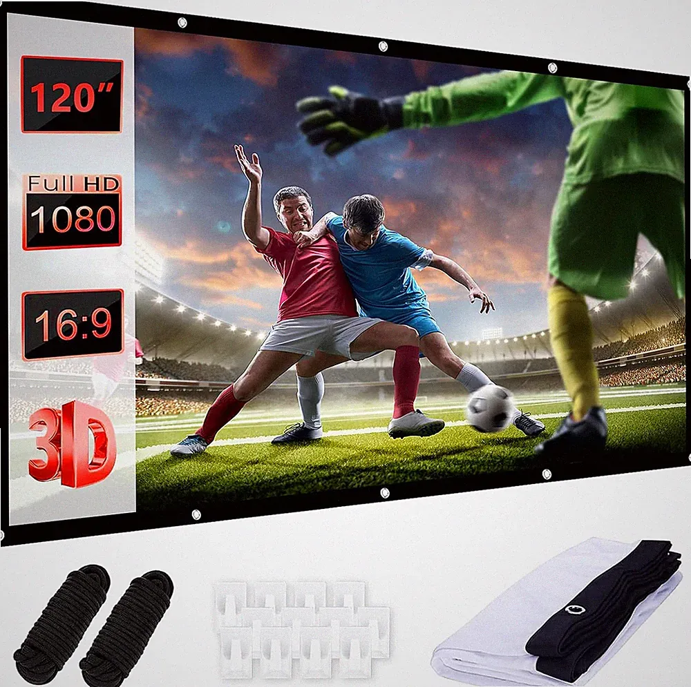 Leinwand Beamer 120 Zoll, 16:9 HD Beamer Leinwand Outdoor, Projektor Leinwand, T