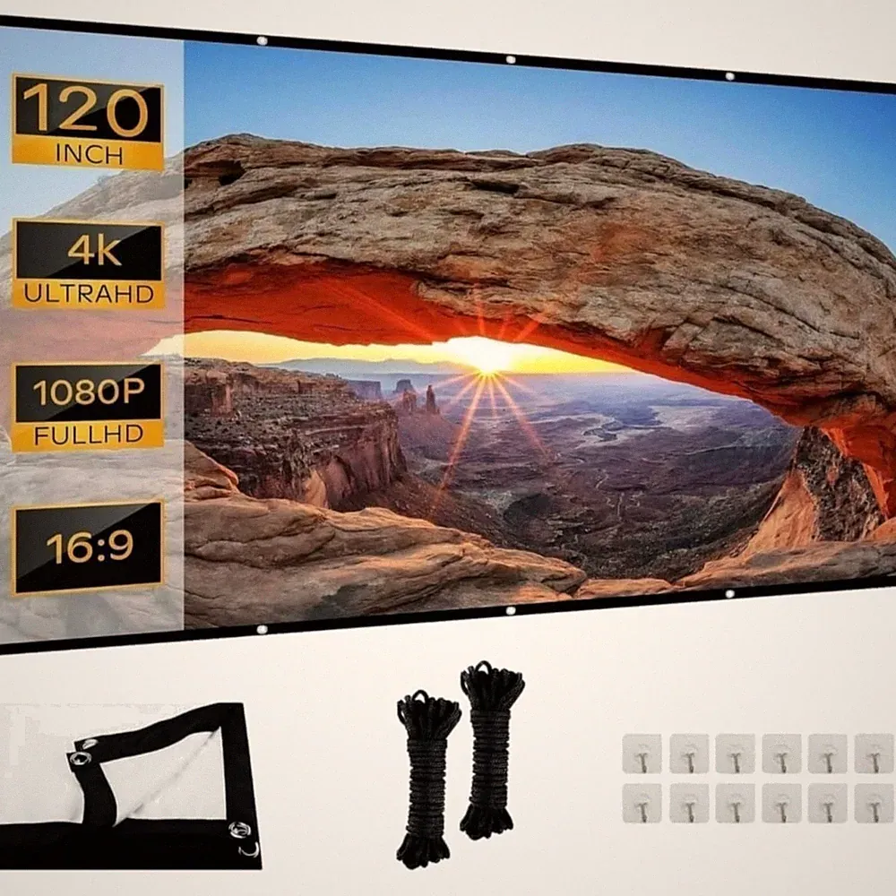 Leinwand Beamer 120 Zoll Faltbar Wandmontage HD 16:9 leicht transparent