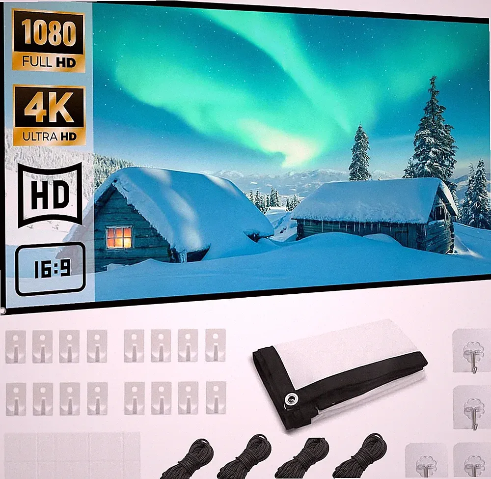 Leinwand Beamer 60 Zoll Hanging Doppelseitige Projektion 16: 9 Hd Tragbare Faltb