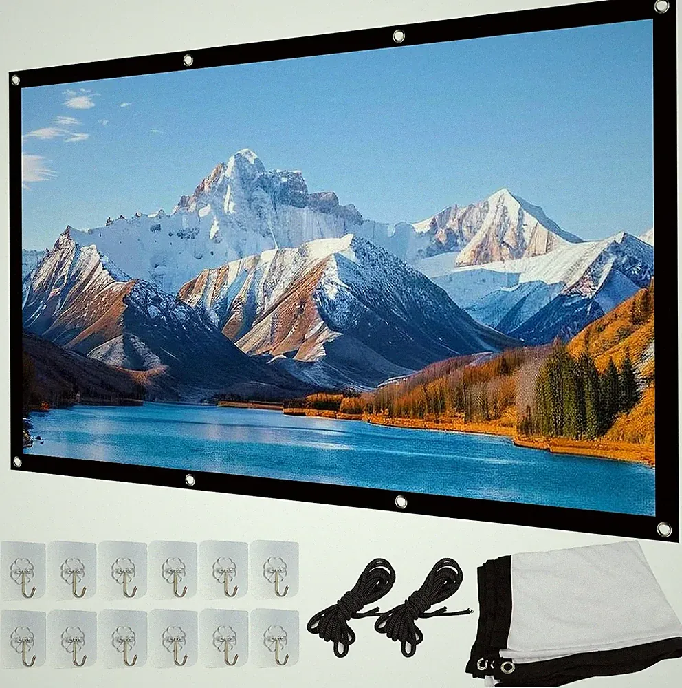 Leinwand Beamer Outdoor 100 Zoll -Knitterfrei, Hohe Auflösung