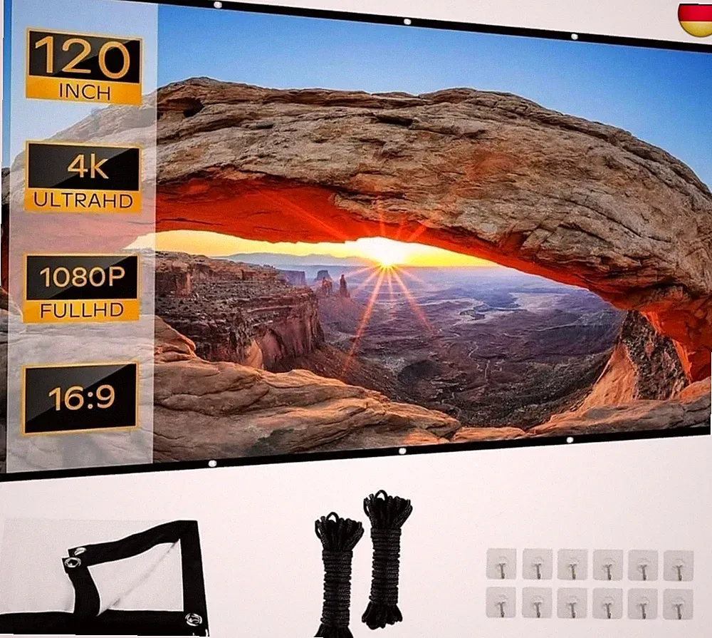 Leinwand Beamer verdickte und Anti-Falten tragbare Beamer Leinwand, 16:9 HD