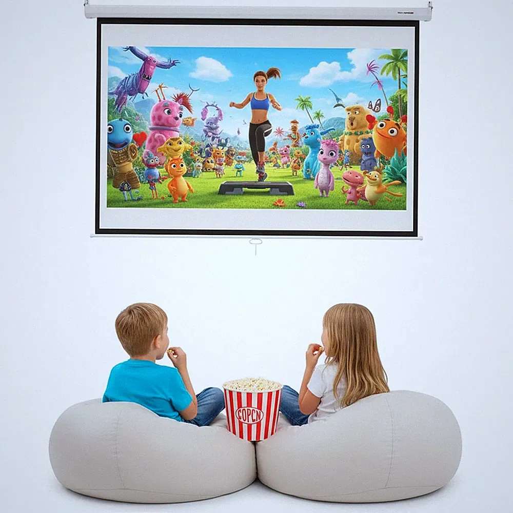 Leinwand Heimkino Beamerleinwand 152x152CM Rolloleinwand Beamer Projektor HD TV
