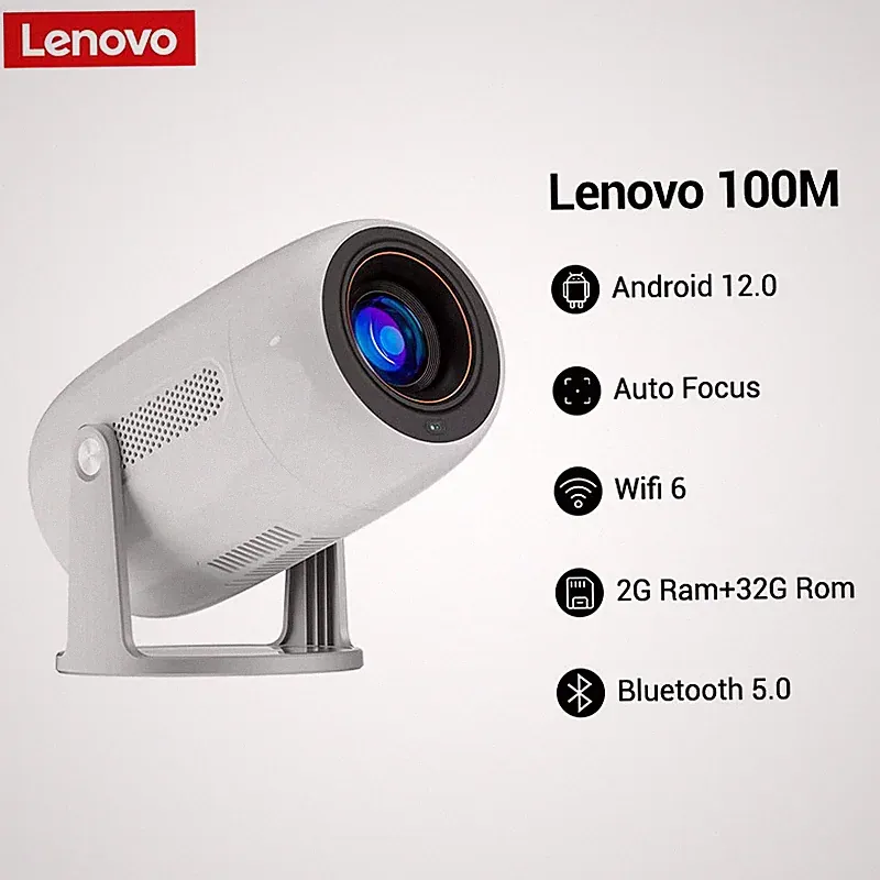 Lenovo 100M 4K Beamer Android 12 WiFi 6 Auto Fokus Full HD Projektor Heimkino