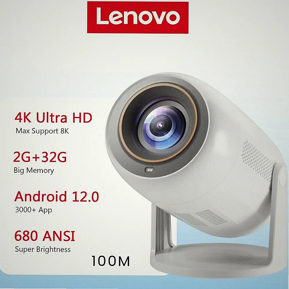 Lenovo 100M 4K Beamer Android 12 WiFi 6 Auto Fokus Full HD Projektor Heimkino DE