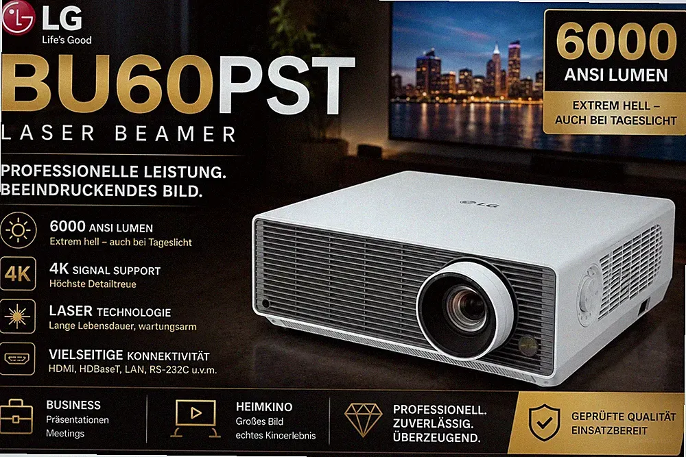 LG 4K UHD HDR Laser Beamer Projektor BU60PST – 6000 ANSI Lumen – extrem hell!