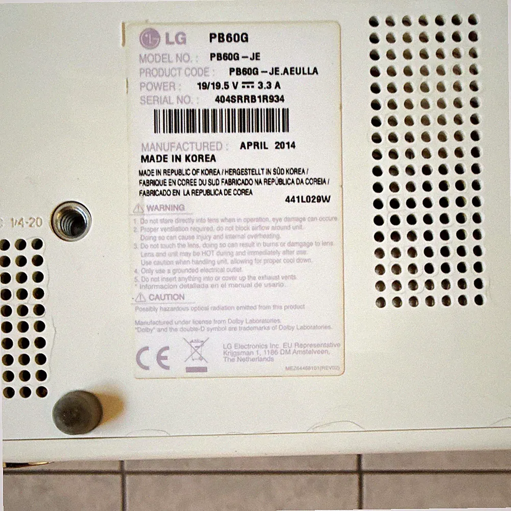 LG PB60G DLP LED Projektor WXGA 1280x800 500 ANSI HDMI USB VGA Weiß