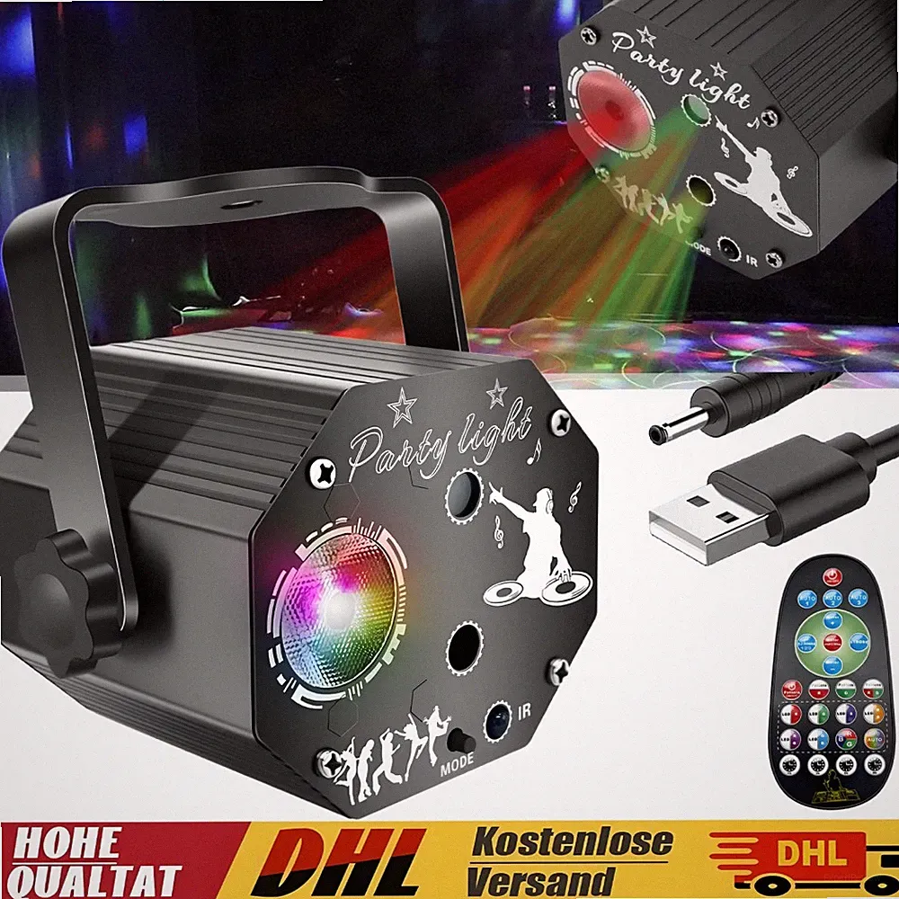 Lichteffekt RGB LED Laser Projektor Disco Party Deko Bühnenlicht Laserlicht USB.