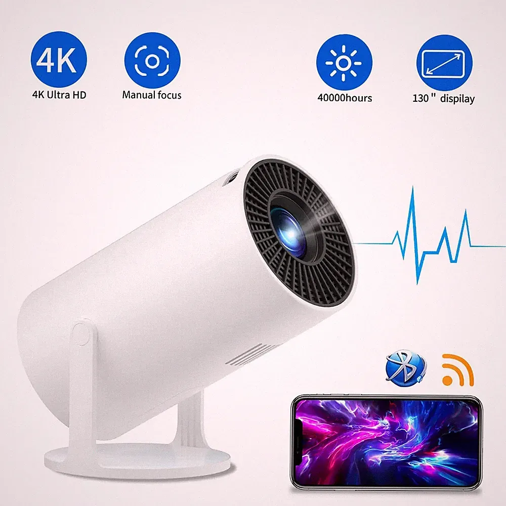 LIMOFF 4K UHD Mini Smart Beamer 5G WiFi Heimkino Projektor LED Bluetooth Android